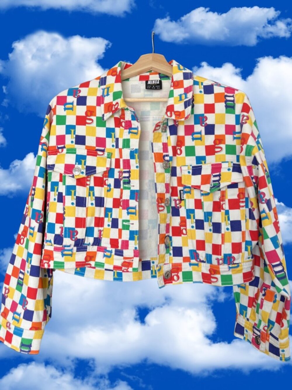 MINGA LONDON Colourful Checkered Button Jacket Size US 4/M NWOT MSRP $150